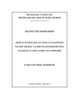 Hành vi sử dụng rau an toàn của người dân tại siêu thị bigc và một số giải pháp để nâng cao quản lý chất lượng của chính phủ 