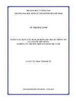 Hành vi sử dụng ứng dụng di động để chia sẻ thông tin của người tiêu dùng, nghiên cứu trường hợp sản phẩm mẹ và bé 