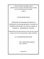 STRATEGIES TO ENCOURAGE STUDENTS TO PARTICIPATE IN ENGLISH SPEAKING ACTIVITIES AT HAIPHONG SECONDARY VOCATIONAL SCHOOL OF TECHNICAL– PROFESSIONAL TRAINING