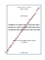 Nghiên cứu kiến thức, thái độ, thực hành của trẻ vị thành niên phá thai tại Bệnh viện Phụ sản Hà Nội năm 2018