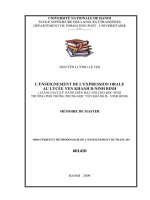 L''''enseignement de l''''expression orale au lycée Yen Khanh B – Ninh Binh