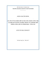 Các yếu tố tác động đến sự hài lòng trong công việc của đội ngũ người lao động trong các trường phổ thông công lập của tỉnh bà rịa   vũng tàu 