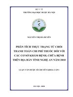 phân tích thực trạng từ chối thanh toán chi phí thuốc đối với các cơ sở khám bệnh, chữa bệnh trên địa bàn tỉnh nghệ an năm 2018 