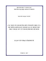 Các nhân tố ảnh hưởng đến tính hữu hiệu của hệ thống kiểm soát nội bộ tại các bệnh viện trực thuộc sở y tế TP HCM 