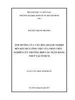 Ảnh hưởng của văn hóa doanh nghiệp đến kết quả công việc của nhân viên nghiên cứu trường hợp các ngân hàng TMCP tại TP HCM 