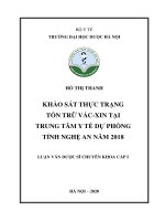 khảo  sát th thực  trạng  tồn trữ vắc xin  tại trung tâm y  tế dự phòng tỉnh  nghệ an năm 2018 