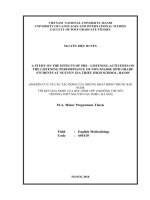 A study on the effects of pre-listening activities on the listening performance of non-major 10th grade students at Nguyen Gia Thieu High school, Hanoi