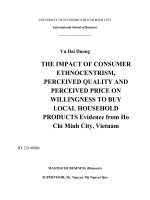 The impact of consumer ethnocentrism, perceived quality and perceived price on willingness to buy local household products evidence from ho chi minh city, vietnam 