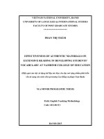 Effectiveness of authentic materials on extensive reading in developing students’ vocabulary in Namdinh College of Education