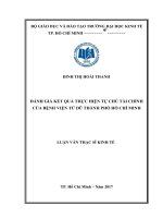 Đánh giá kết quả thực hiện tự chủ tài chính của bệnh viện từ dũ thành phố hồ chí minh 