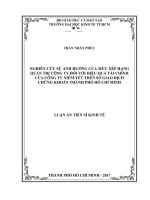 Nghiên cứu sự ảnh hưởng của mức xếp hạng quản trị công ty đối với hiệu quả tài chính của công ty niêm yết trên sở giao dịch chứng khoán thành phố hồ chí minh 