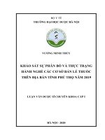 khảo sát sự phân bố và thực trạng hành nghề các cơ sở bán lẻ thuốc trên địa bàn tỉnh phú thọ năm 2019 