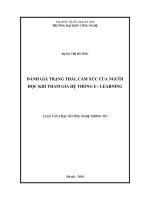 Đánh giá trạng thái, cảm xúc của người học khi tham gia hệ thống E - learning : Luận văn ThS. Công nghệ thông tin: 60 48 01 04