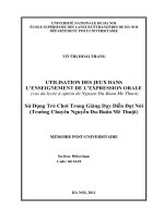 l’enseignement de l’expression orale (cas du lycée à option de Nguyen Du-Buon Me Thuot) = Sử dụng trò chơi trong giảng dạy diễn đạt nói (Trường Chuyên Nguyễn Du-Buôn Mê Thuột)