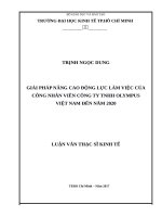 Giải pháp nâng cao động lực làm việc của công nhân viên công ty TNHH olympus việt nam đến năm 2020 