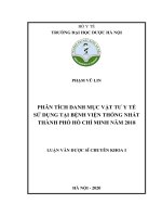 phân tích danh mục vật tư y tế sử dụng tại bệnh viện thống nhất thành phố hồ chí minh năm 2018 
