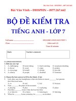 Tiếng Anh: Bộ đề kiểm tra Tiếng anh lớp 7, Bùi Văn Vinh