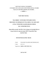 Teachers'''' attitution towards using checking techniques in teaching vocabulary at Bacninh specialized High School Bacninh province