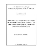 Những nhân tố ảnh hưởng đến chất lượng thông tin trên báo cáo tài chính của bảo hiểm xã hội – nghiên cứu tại bảo hiểm xã hội thành phố hồ chí minh 
