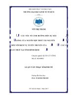 Các yếu tố ảnh hưởng đến sự hài lòng của người nộp thuế tài nguyên đối với dịch vụ tuyên truyền của các cơ quan thuế tại bình định 