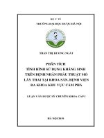 phân tích tình hình sử dụng kháng sinh trên bệnh nhân phẫu thuật mổ lấy thai tại khoa sản, bệnh viện đa khoa khu vực cẩm phả 