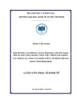 Ảnh hưởng của phong cách lãnh đạo chuyển dạng đến sự hài lòng trong công việc thông qua động lực phụng sự công của nhân viên y tế bệnh viện đa khoa tỉnh bình định 