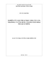 Nghiên cứu giải thuật học cộng tác (Co-training) và ứng dụng vào bài toán khai phá quan điểm : Luận văn ThS. Công nghệ thông tin: 60 48 05