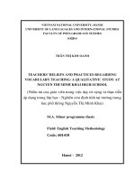 Teachers’ beliefs and practices regarding vocabulary teaching: A qualitative study at Nguyen Thi Minh Khai high school