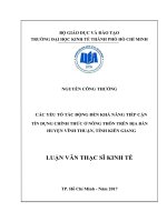 Các yếu tố tác động đến khả năng tiếp cận tín dụng chính thức ở nông thôn trên địa bàn huyện vĩnh thuận, tỉnh kiên giang 