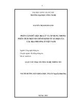 Phân cụm dữ liệu địa lý và áp dụng trong phân tích một số chỉ số kinh tế xã hội của các địa phương ở Việt Nam : Luận văn ThS. Công nghệ thông tin: 60 48 01 01