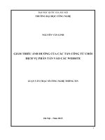 Giảm thiểu ảnh hưởng của các tấn công từ chối dịch vụ phân tán vào các website : Luận văn ThS. Công nghệ thông tin: 60 48 15