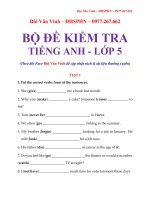 Tiếng Anh: Bộ đề kiểm tra Tiếng anh lớp 5, Bùi Văn Vinh