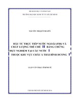 Đầu tư trực tiếp nước ngoài FDI và chất lượng thể chế bằng chứng thực nghiệm tại các nước thuộc khu vực châu á thái bình dương 