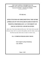 Effectiveness of implementing the genre approach on non-English major students’ writing performance at University of Social Sciences and Humanities