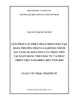 Giải pháp cải thiện hoạt động đào tạo bằng phương pháp e learning nhằm gia tăng sự hài lòng của nhân viên tại ngân hàng TMCP đầu tư và phát triển việt nam (BIDV) đến năm 2020 