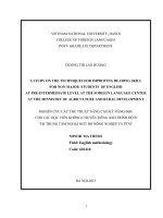 A study on the techniques for improving reading skill for non-major students of English at pre-intermediate level at the Foreign Language Center at the Ministry of Agriculture and Rural Development: . M.A Thesis