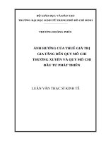 Ảnh hưởng của thuế giá trị gia tăng đến quy mô chi thường xuyên và quy mô chi đầu tư phát triển 