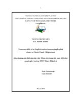 Necessary skills of an English teacher in managing English classes at Thach Thanh 3 High school