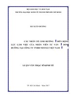Các nhân tố ảnh hưởng đến động lực làm việc của nhân viên tư vấn dinh dưỡng tại công ty TNHH nestle việt nam 