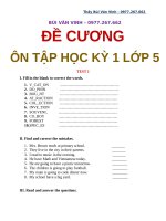 Tiếng Anh: Ôn thi Học kỳ I lớp 5 thí điểm, Bùi Văn Vinh