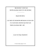 Các nhân tố ảnh hưởng đến hệ số an toàn vốn của ngân hàng thương mại việt nam trong giai đoạn 2005 2015 