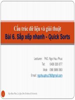 Bài giảng Cấu trúc dữ liệu và giải thuật – Bài 6: Sắp xếp nhanh - Quick Sorts