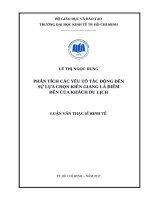 Phân tích các yếu tố tác động đến sự lựa chọn kiên giang là điểm đến của khách du lịch 
