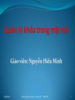 Bài giảng Quản lý khóa trong mật mã - Phân phối khóa cho các mật mã khóa bí mật