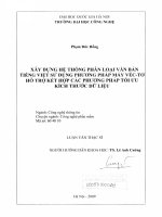 Xây dựng hệ thống phân loại văn bản tiếng Việt sử dụng phương pháp Máy Véc-tơ hỗ trợ kết hợp các phương pháp tối ưu kích thích dữ liệu