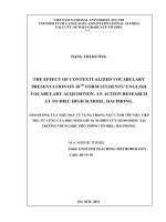 The effect of contextualized vocabulary presentation on 10th form students’ English vocabulary acquisition. An action research at To Hieu High school, Hai Phong