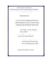Các yếu tố tác động đến rủi ro thanh khoản của các ngân hàng thương mại nhà nước việt nam 