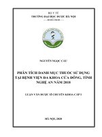 phân tích danh mục thuốc sử dụng tại bệnh viện đa khoa cửa đông, tỉnh nghệ an năm 2018 