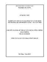 Nghiên cứu đề xuất giải pháp xử lý ổn định nền đường quanh Hồ Bún Xáng – Thành phố Cần Thơ