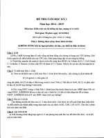 Đề thi cuối học kỳ 1 năm học 2014 - 2015 môn Kiến trúc các hệ thống tin học, mạng và vi xử lý